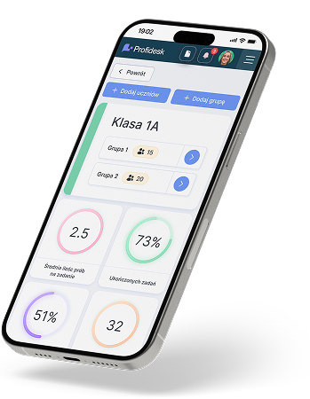 Widok aplikacji Profidesk na telefonie